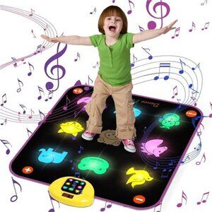 Dance Mat for Kids - 8-Button Light Up Dance Floor Mat 5 Game Modes Musical Mat